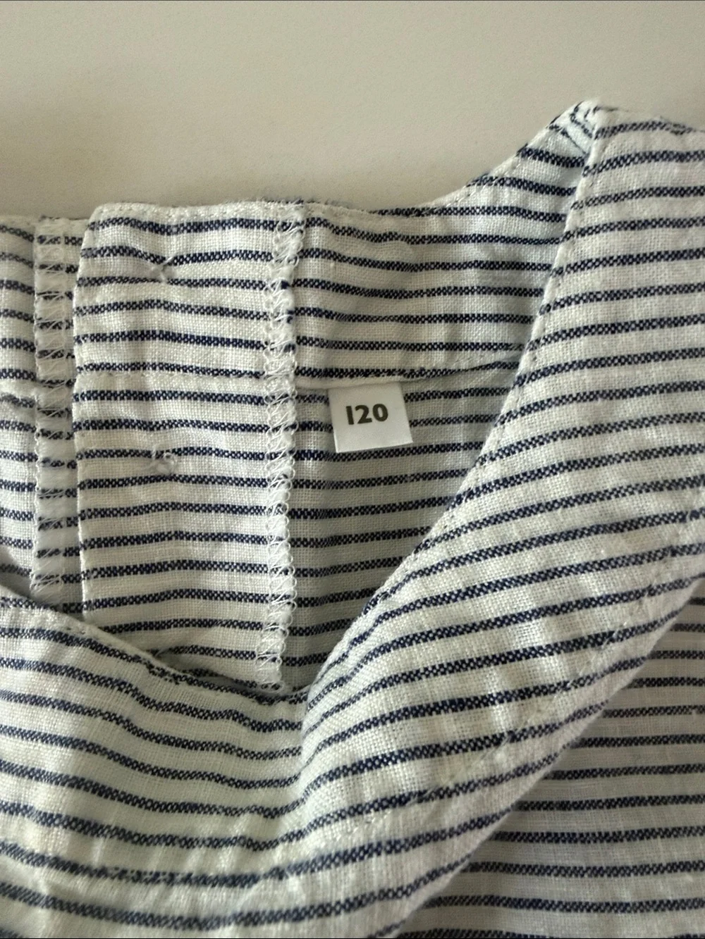 Muji Striped 100% linen Kids dress - Navy & White